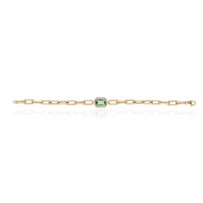 Goshwara 18K Yellow Gold 0.16cttw Diamond & Prasiolite Bracelet