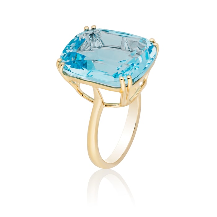 Goshwara 18K Yellow Gold 20cttw Blue Topaz Cushion Ring