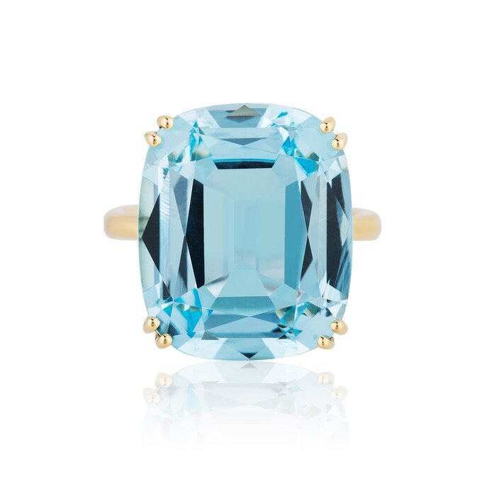 Goshwara 18K Yellow Gold 20cttw Blue Topaz Cushion Ring