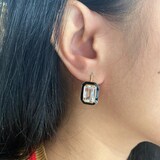 Goshwara 18K Yellow Gold Emerald Cut Rock Crystal & Black Enamel Drop Earrings