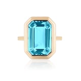 Goshwara 18K Yellow Gold Emerald Cut 9.00cttw Blue Topaz Ring