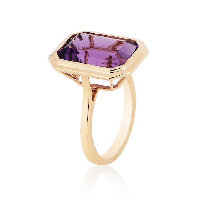 Goshwara 18K Yellow Gold Emerald Cut 7.00cttw Amethyst Ring