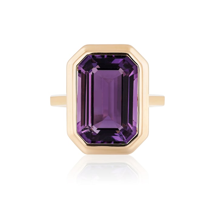 Goshwara 18K Yellow Gold Emerald Cut 7.00cttw Amethyst Ring