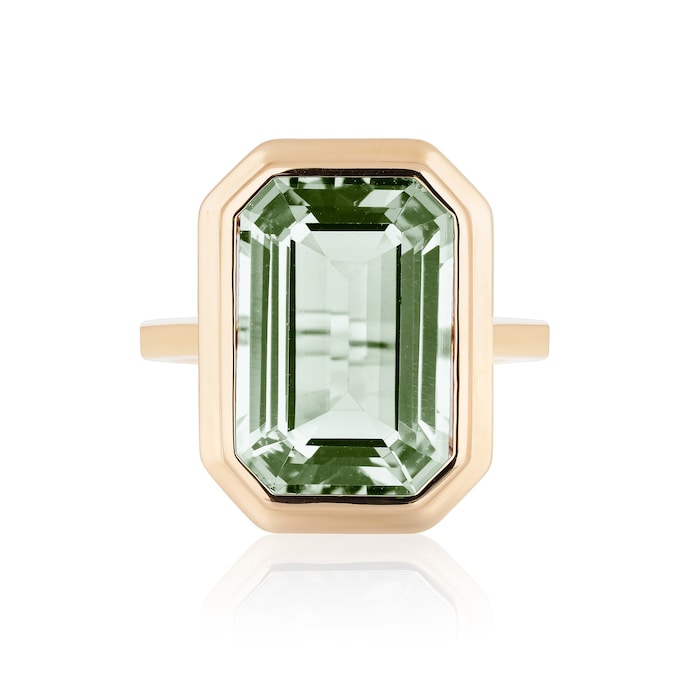 Goshwara 18K Yellow Gold Emerald Cut 6.00cttw Prasiolite Ring