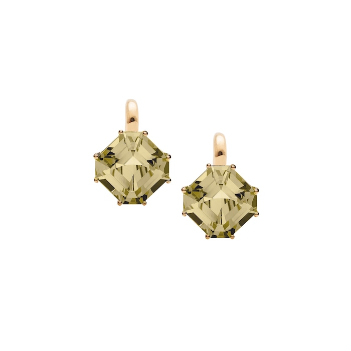 Goshwara 18K Yellow Gold Square Emerald Cut Prasiolite Drop Earrings