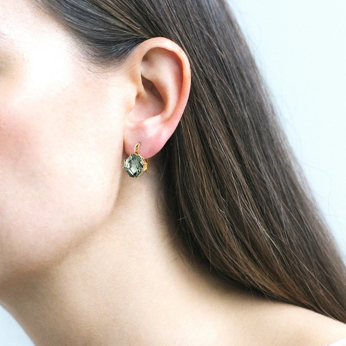 Goshwara 18K Yellow Gold Square Emerald Cut Prasiolite Drop Earrings