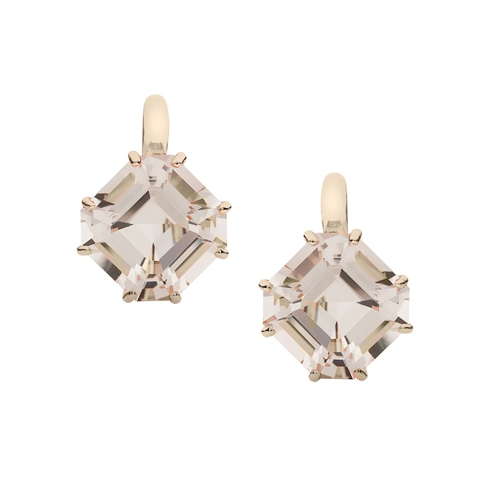 Goshwara 18K Yellow Gold Square Emerald Cut Rock Crystal Drop Earrings