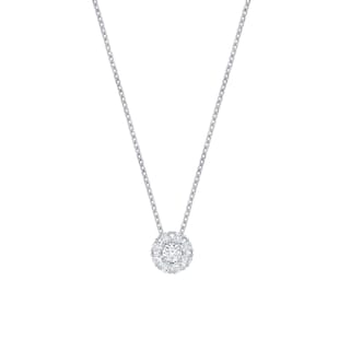 Bijoux Birks 18k White Gold 0.24cttw Diamond Snowflake Cluster Pendant 18"