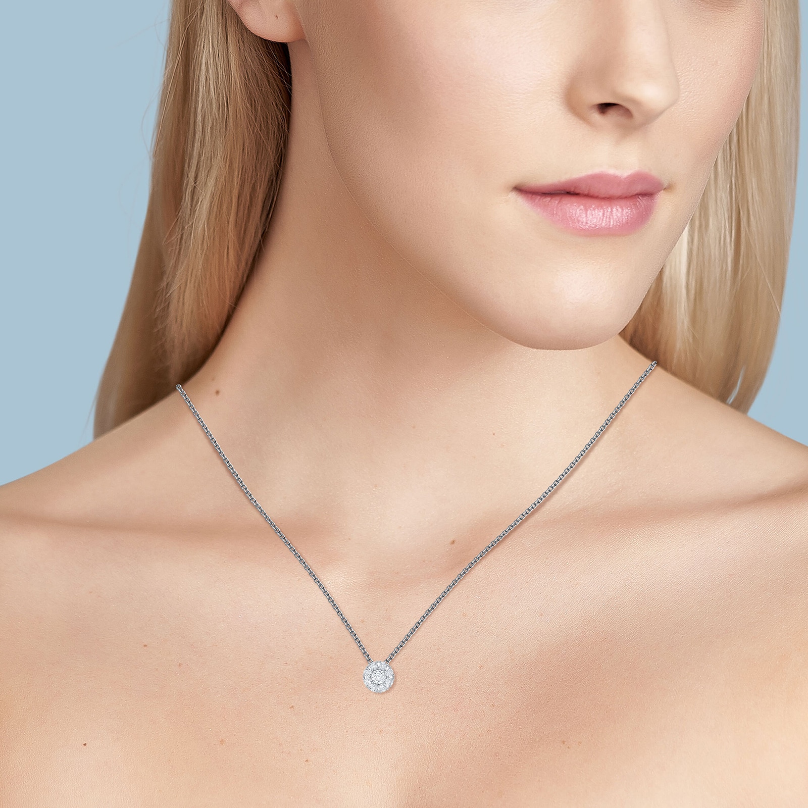 Bijoux Birks 18k White Gold 0.46cttw Diamond Snowflake Cluster Necklace 18"