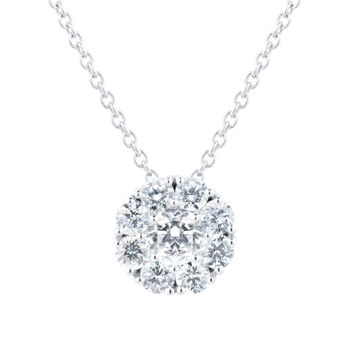 Bijoux Birks 18k White Gold Round 0.76cttw Diamond Cluster Snowflake Necklace 18"