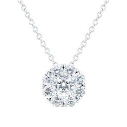 37510030 - Snowflake Round 0.76cttw Diamond Cluster Necklace