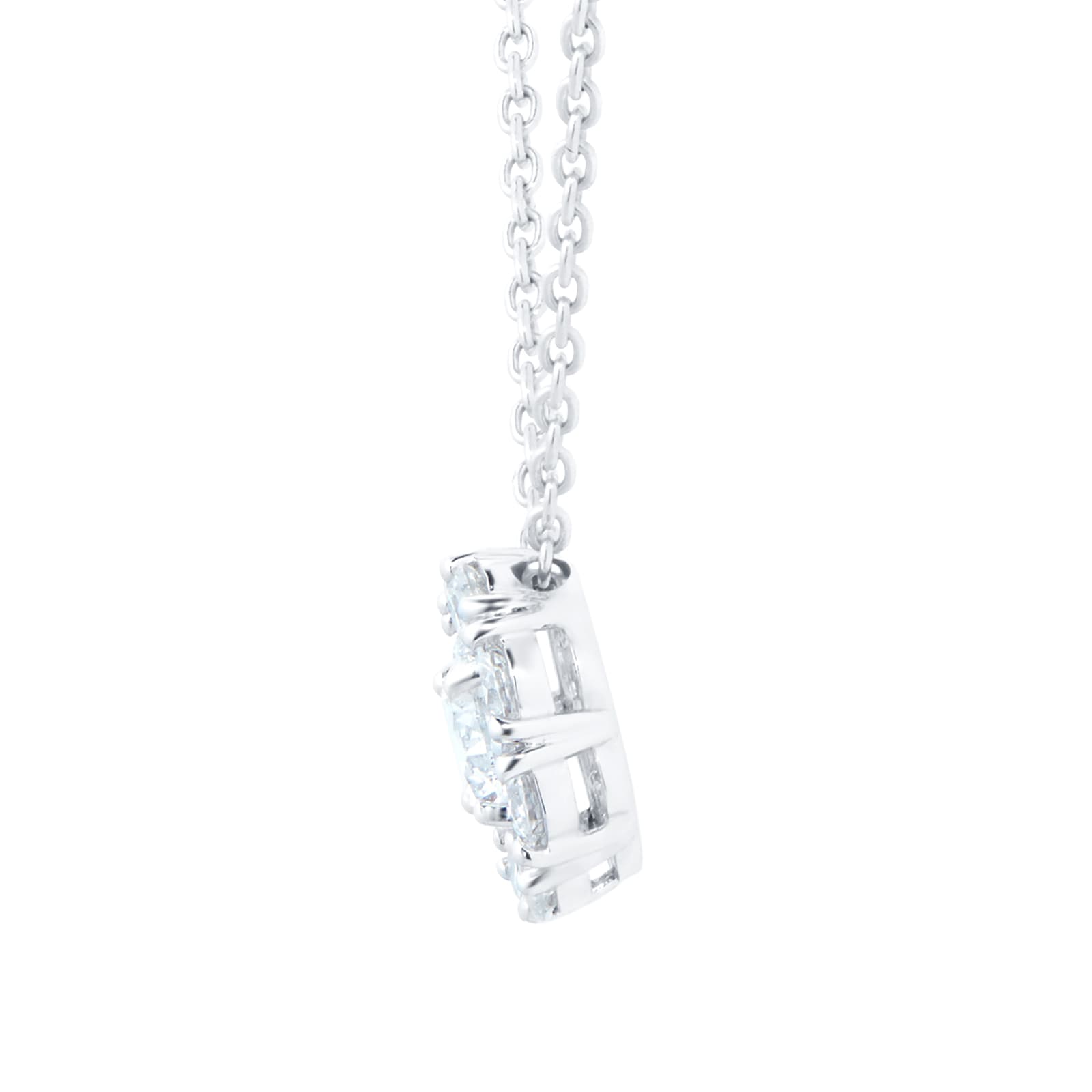 Bijoux Birks 18k White Gold Round 0.76cttw Diamond Cluster Snowflake Necklace 18"