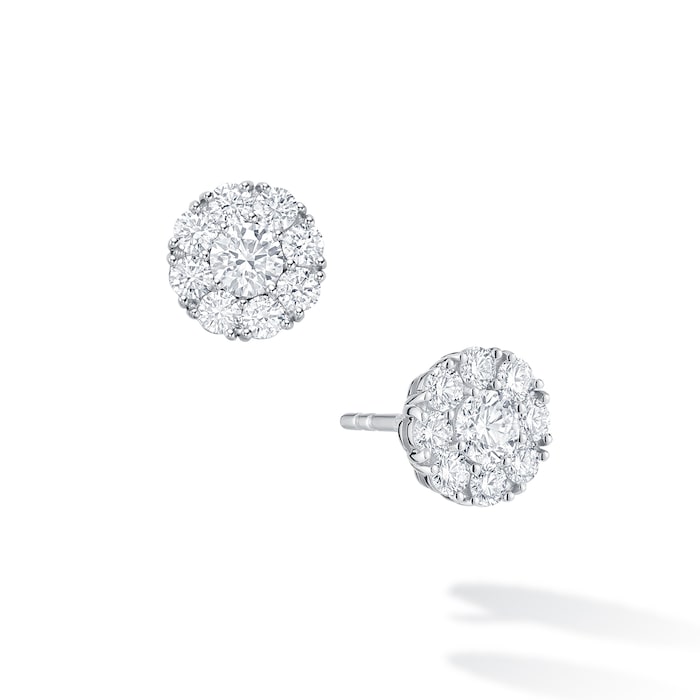 Bijoux Birks Snowflake 0.92cttw Diamond Cluster Stud Earrings