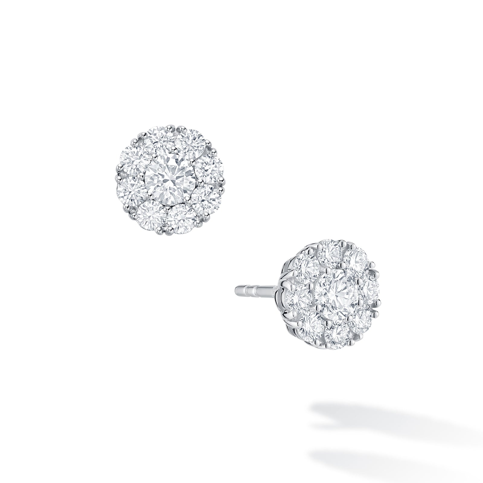Snowflake Diamond Cluster Stud Earrings