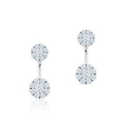 37510039 - 18ct White Gold 0.67cttw Diamond Snowflake Small Round Jacket Earrings