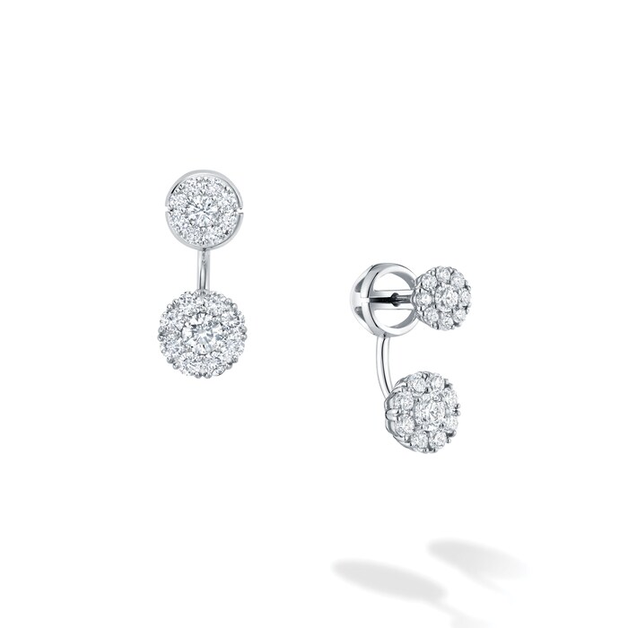 Bijoux Birks 18ct White Gold 0.67cttw Diamond Snowflake Small Round Jacket Earrings