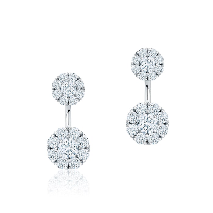 Bijoux Birks 18k White Gold 1.39cttw Snowflake Round Jacket Earrings