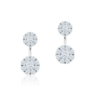 Birks Snowflake Diamond Square Cluster Stud Earrings, Medium, 18k White Gold