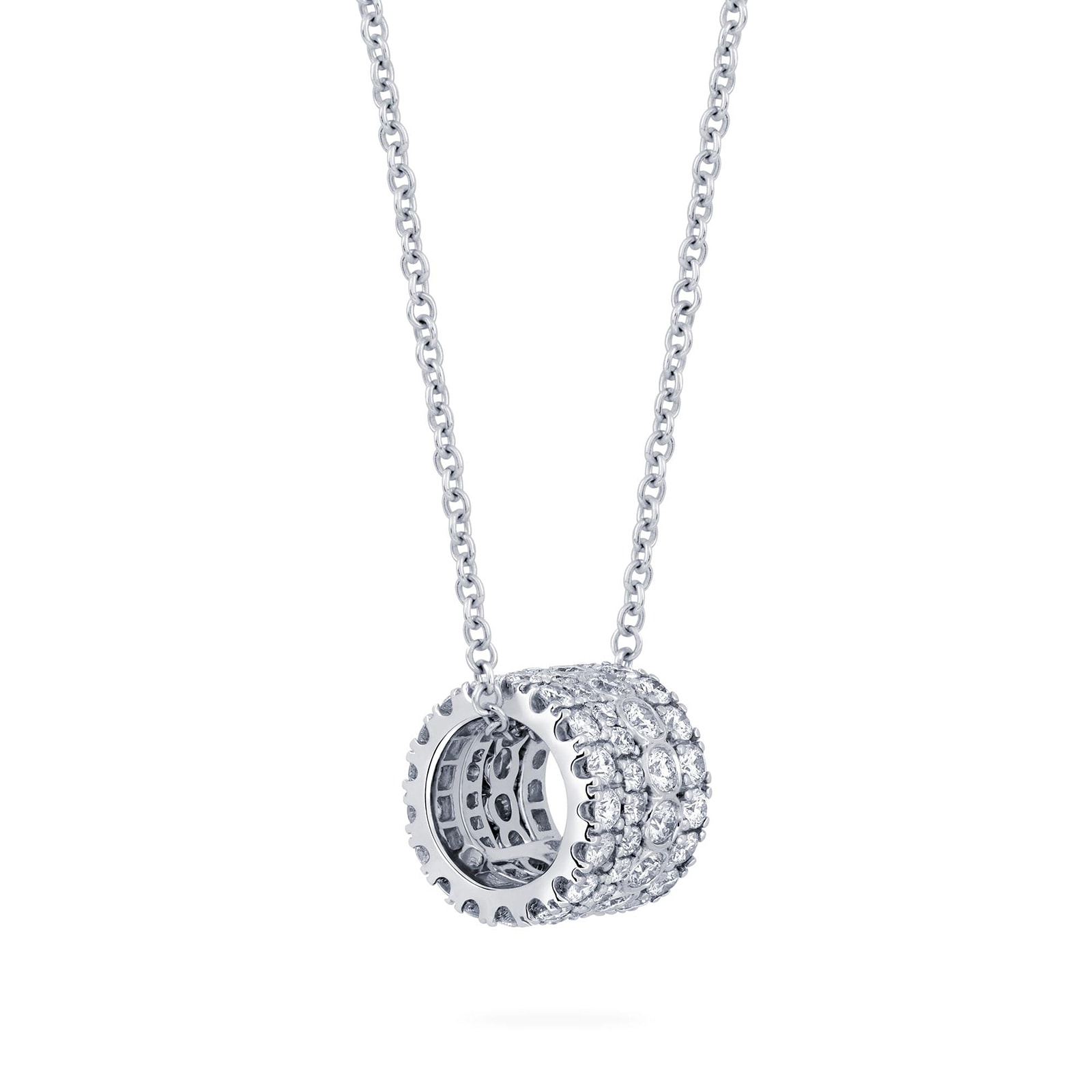 Bijoux Birks 18k White Gold 1.01cttw Diamond Splash Roll Pendant 18"