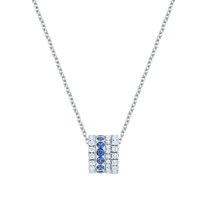 Bijoux Birks 18k White Gold 0.70cttw Diamond and 0.42cttw Sapphire Splash Roll Pendant