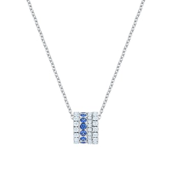 Bijoux Birks 18k White Gold 0.70cttw Diamond and 0.42cttw Sapphire Splash Roll Pendant Bijoux Birks 18k White Gold 0.70cttw Diamond and 0.42cttw Sapphire Splash Roll Pendant