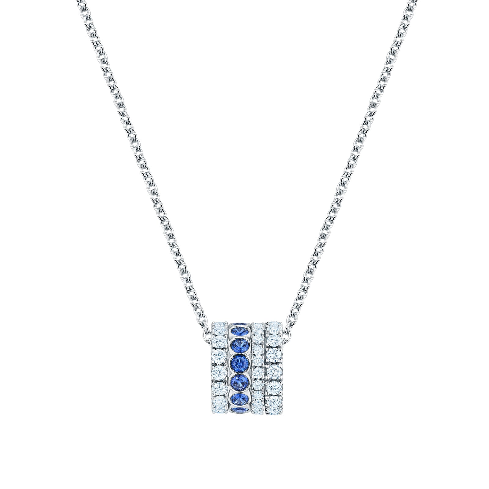 Bijoux Birks 18k White Gold 0.70cttw Diamond and 0.42cttw Sapphire Splash Roll Pendant