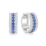 Bijoux Birks 18k White Gold 0.66cttw Diamond and 0.62cttw Sapphire Splash Huggie Earrings