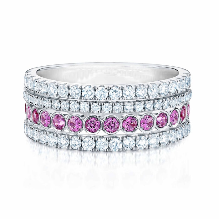 Bijoux Birks Splash Diamond and Pink Sapphire Ring - Ring Size K