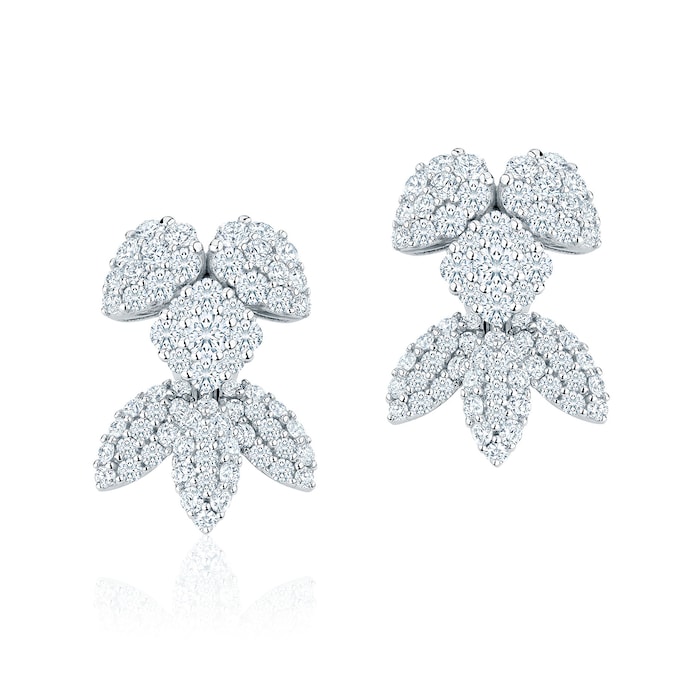 Bijoux Birks 18k White Gold 2.15cttw Diamond Snowflake Clip Earrings