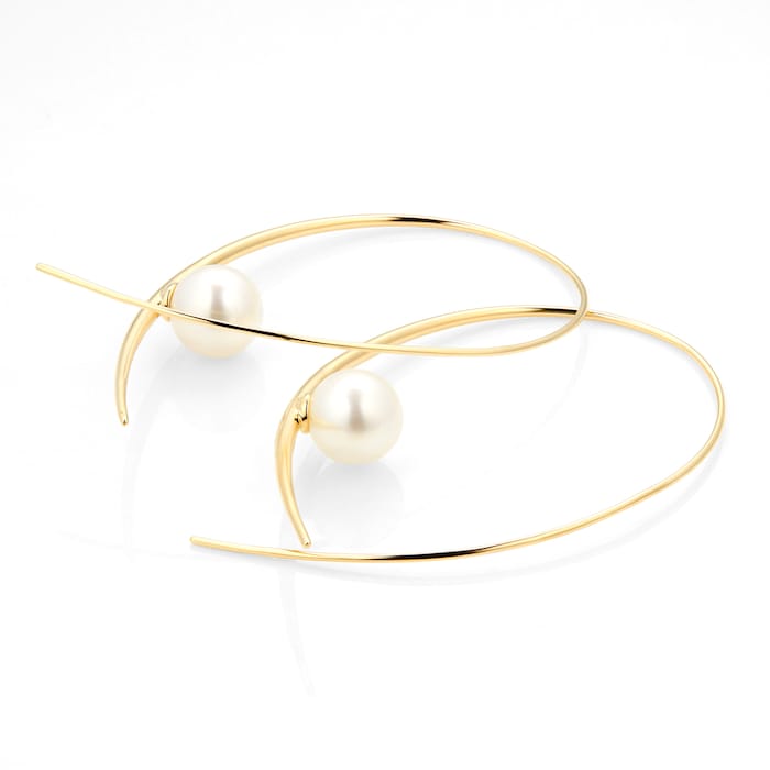 Bijoux Birks Gold and Pearl Freshwater Pearl Hoop Earrings