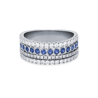 Bijoux Birks 18k White Gold 0.76cttw Diamond and 0.39cttw Sapphire Splash Ring Size 6 Bijoux Birks 18k White Gold 0.76cttw Diamond and 0.39cttw Sapphire Splash Ring Size 6
