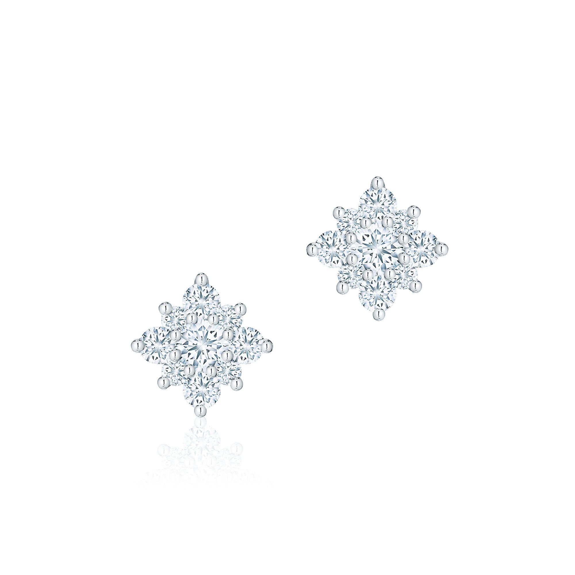 Snowflake Diamond Cluster Snowflake Stud Earrings