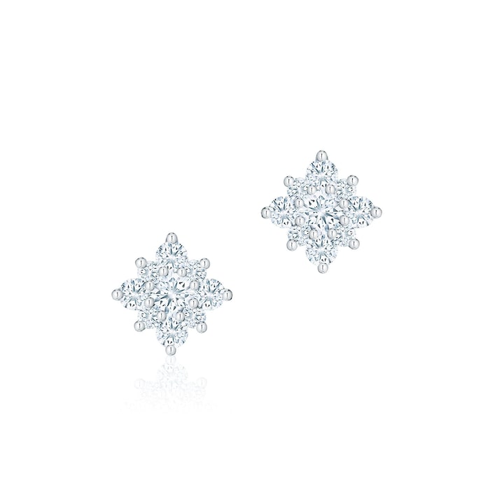 Birks Snowflake Diamond Cluster Snowflake Stud Earrings