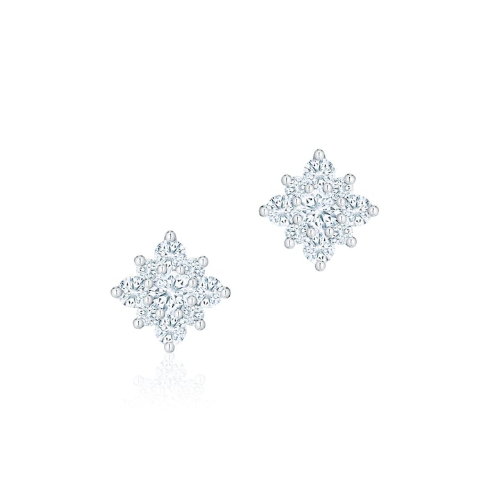 Bijoux Birks 18k White Gold Snowflake 0.17cttw Diamond Cluster Snowflake Stud Earrings