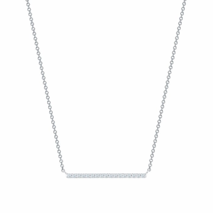 Birks 18k White Gold 0.17cttw Diamond Rosee Du Matin Horizontal Bar Necklace