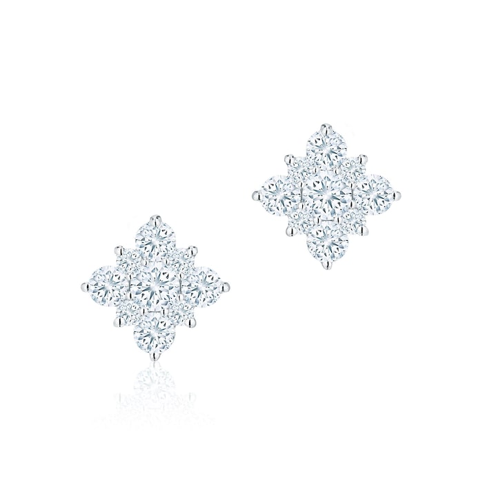Birks 18k White Gold Snowflake 0.38cttw Diamond Cluster Stud Earrings
