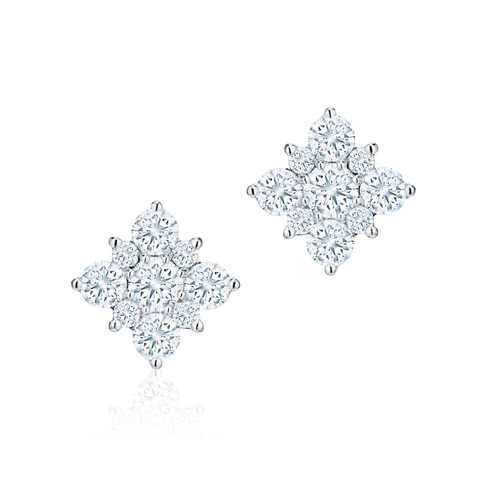 Birks 18k White Gold Snowflake 0.71cttw Diamond Cluster Stud Earrings