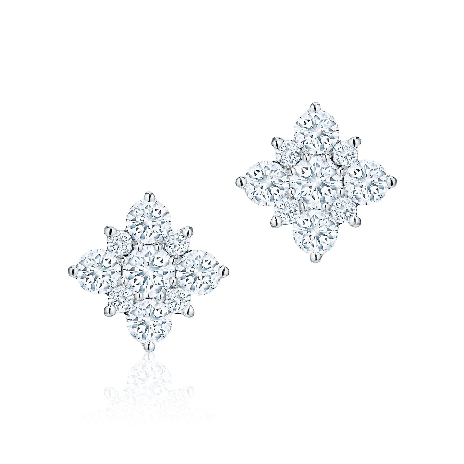 Bijoux Birks 18k White Gold Snowflake 0.71cttw Diamond Cluster Stud Earrings Bijoux Birks 18k White Gold Snowflake 0.71cttw Diamond Cluster Stud Earrings
