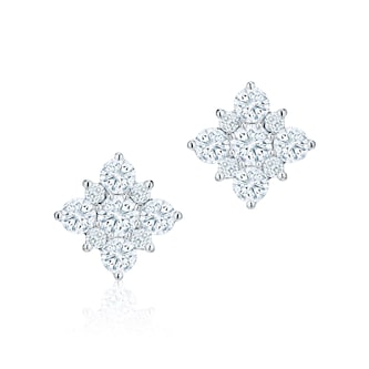 Bijoux Birks 18k White Gold Snowflake 0.71cttw Diamond Cluster Stud Earrings Bijoux Birks 18k White Gold Snowflake 0.71cttw Diamond Cluster Stud Earrings