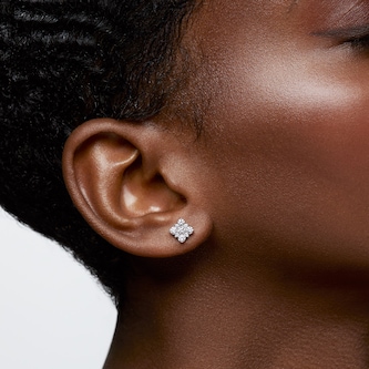 Bijoux Birks 18k White Gold Snowflake 0.71cttw Diamond Cluster Stud Earrings Bijoux Birks 18k White Gold Snowflake 0.71cttw Diamond Cluster Stud Earrings
