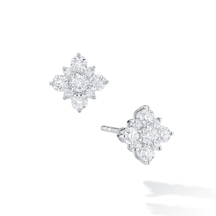 Bijoux Birks 18k White Gold Snowflake 0.71cttw Diamond Cluster Stud Earrings