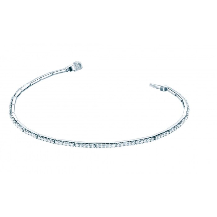 Birks 18k White Gold Rosee Du Matin 1.05cttw Diamond Line Bracelet