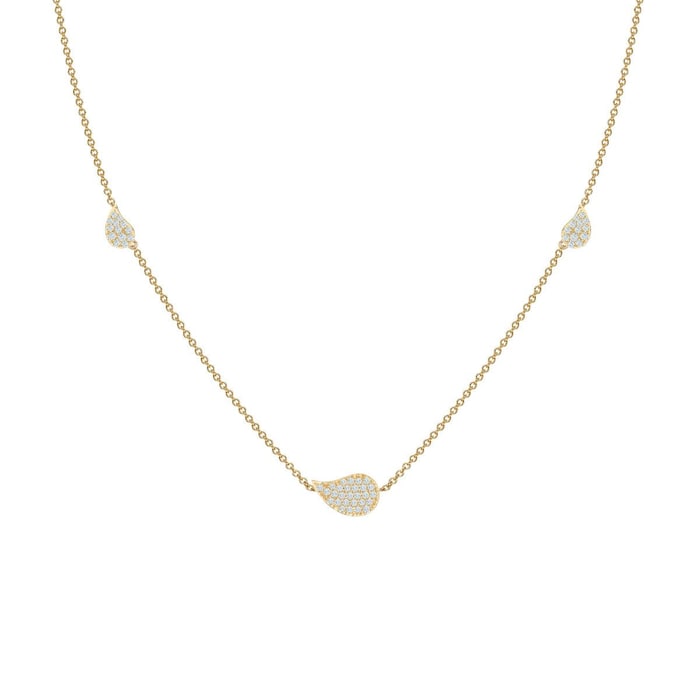 Birks Petale  Yellow Gold and Diamond Station Necklace