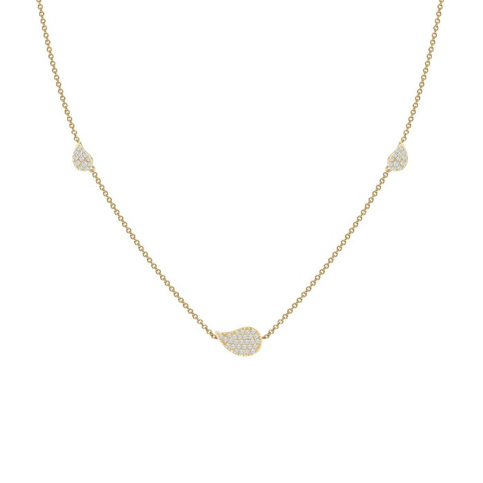 Birks 18k Yellow Gold 0.29cttw Diamond Petale Station Necklace 15-18"