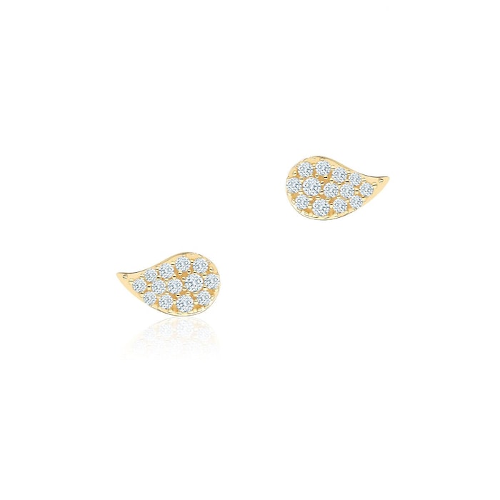 Birks 18k Yellow Gold 0.14cttw Diamond Petale Stud Earrings