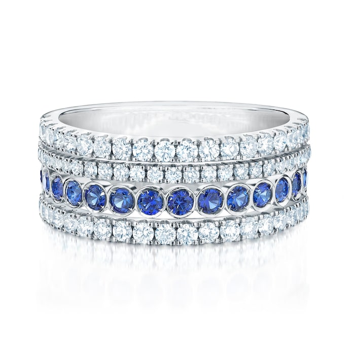 Birks Splash Diamond and Blue Sapphire Ring - Ring Size 7