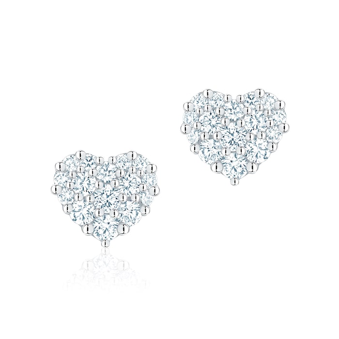 Birks 18k White Gold 0.33cttw Diamond Starry Night Heart Stud Earrings