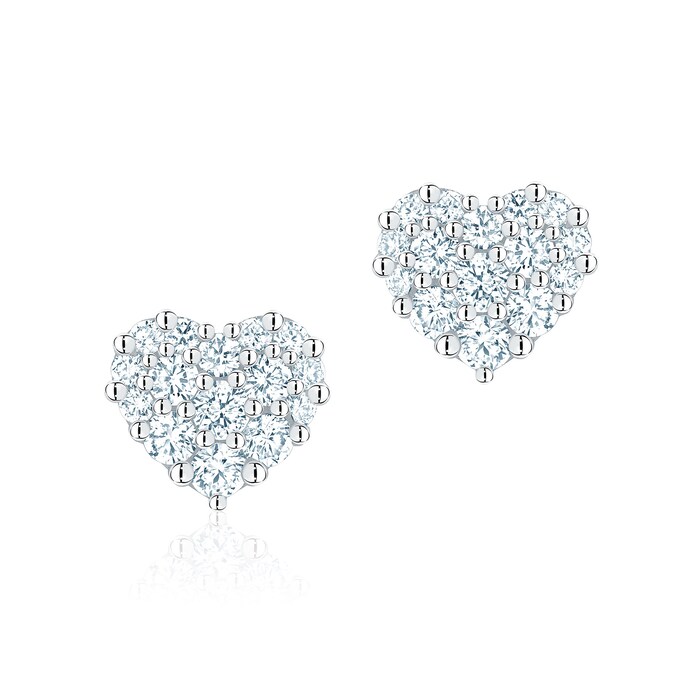 Bijoux Birks 18k White Gold 0.33cttw Diamond Starry Night Heart Stud Earrings