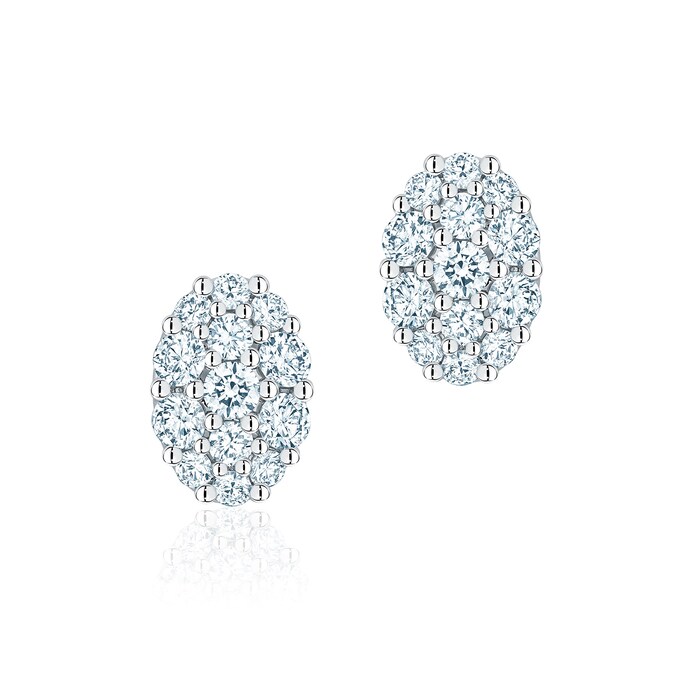 Birks 18k White Gold 0.47cttw Diamond Starry Night Oval Stud Earrings