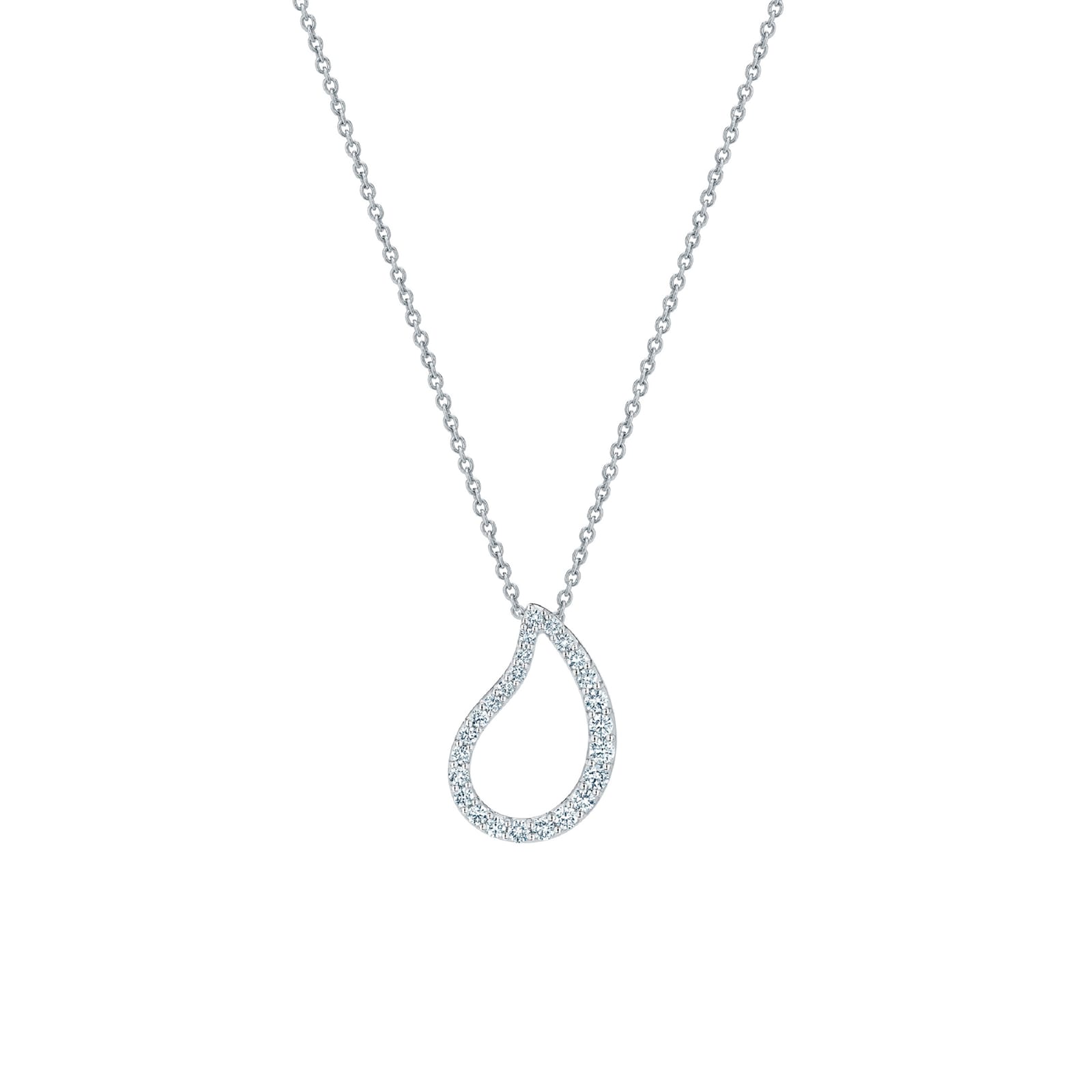 Bijoux Birks 18k White Gold 0.43cttw Diamond Large Petale Pendant 15-18" Bijoux Birks 18k White Gold 0.43cttw Diamond Large Petale Pendant 15-18"